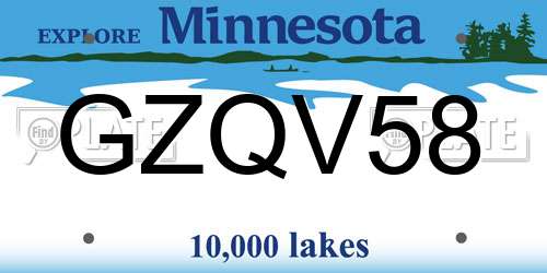 GZQV58 Minnesota License Plate