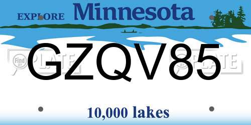 GZQV85 Minnesota License Plate