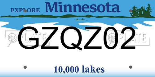 GZQZ02 Minnesota License Plate