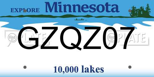 GZQZ07 Minnesota License Plate