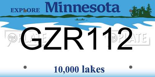 GZR112 Minnesota License Plate