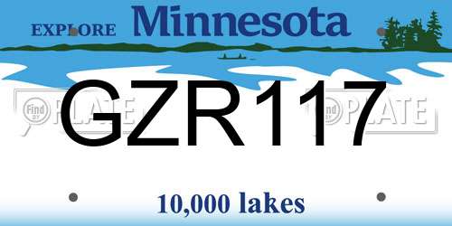 GZR117 Minnesota License Plate