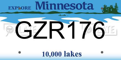 GZR176 Minnesota License Plate