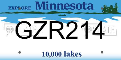 GZR214 Minnesota License Plate