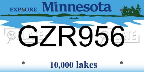 GZR956 Minnesota License Plate
