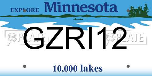 GZRI12 Minnesota License Plate