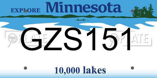 GZS151 Minnesota License Plate