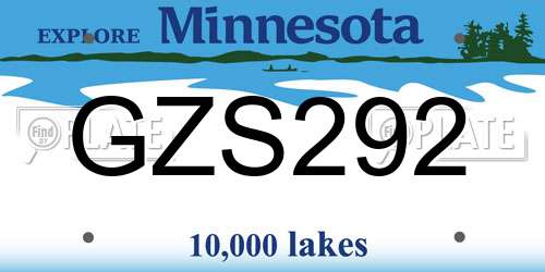 GZS292 Minnesota License Plate