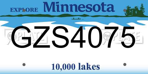 GZS4075 Minnesota License Plate