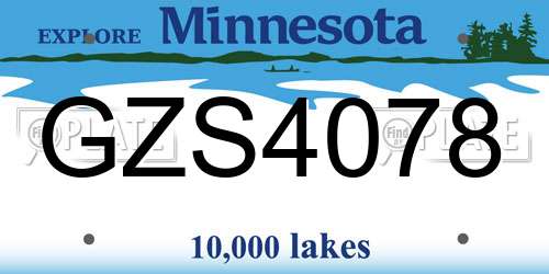 GZS4078 Minnesota License Plate
