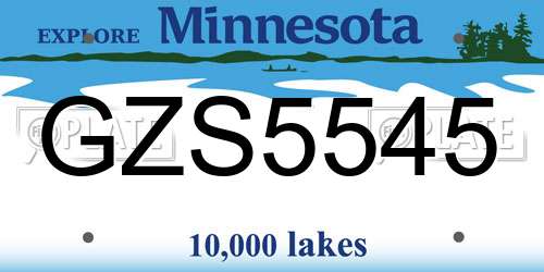 GZS5545 Minnesota License Plate