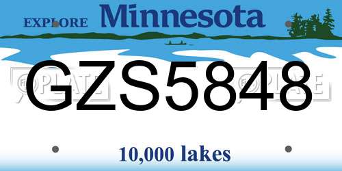 GZS5848 Minnesota License Plate