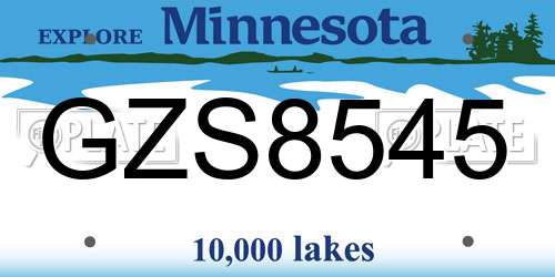 GZS8545 Minnesota License Plate