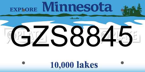 GZS8845 Minnesota License Plate