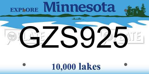 GZS925 Minnesota License Plate
