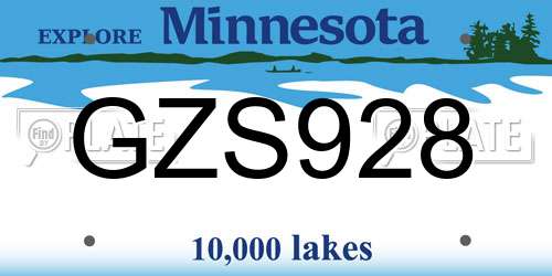 GZS928 Minnesota License Plate