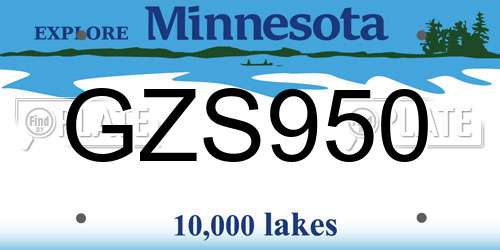 GZS950 Minnesota License Plate