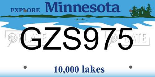 GZS975 Minnesota License Plate