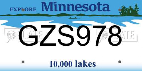 GZS978 Minnesota License Plate