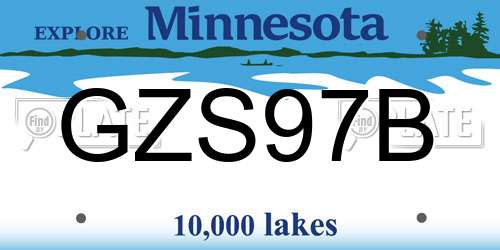 GZS97B Minnesota License Plate