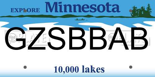 GZSBBAB Minnesota License Plate