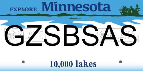 GZSBSAS Minnesota License Plate