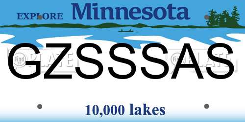 GZSSSAS Minnesota License Plate