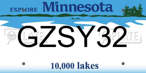 GZSY32 Minnesota License Plate