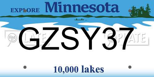 GZSY37 Minnesota License Plate