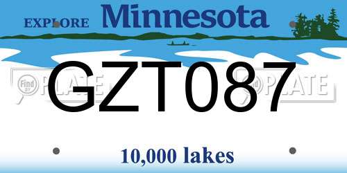 GZT087 Minnesota License Plate