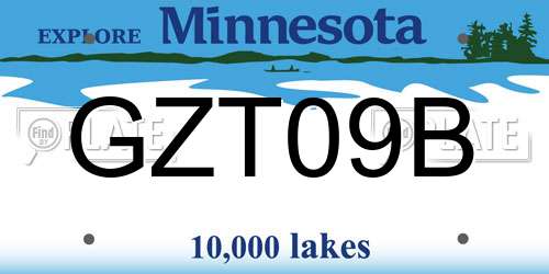 GZT09B Minnesota License Plate