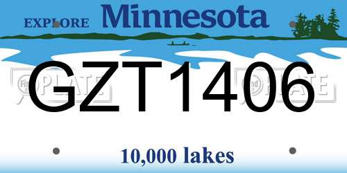 GZT1406 Minnesota License Plate