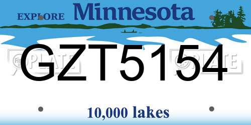 GZT5154 Minnesota License Plate