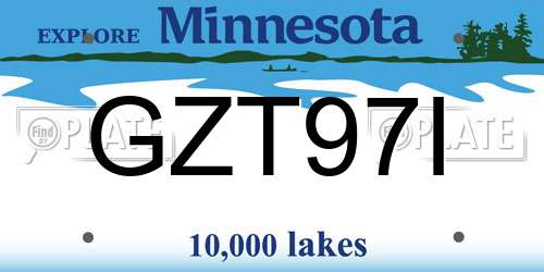 GZT97I Minnesota License Plate