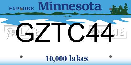 GZTC44 Minnesota License Plate