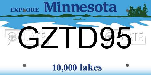 GZTD95 Minnesota License Plate