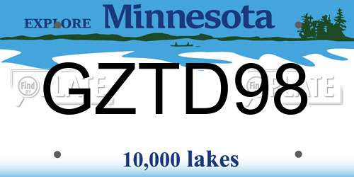 GZTD98 Minnesota License Plate