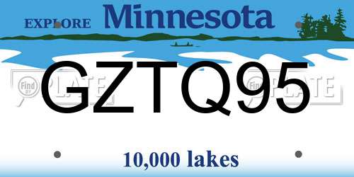 GZTQ95 Minnesota License Plate