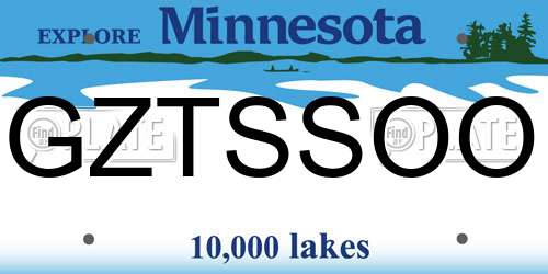 GZTSSOO Minnesota License Plate