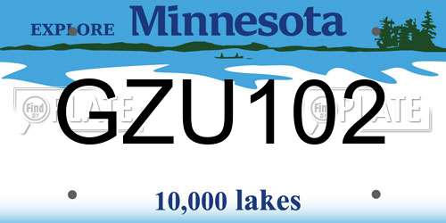 GZU102 Minnesota License Plate