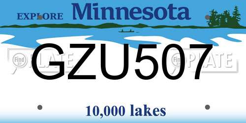 GZU507 Minnesota License Plate