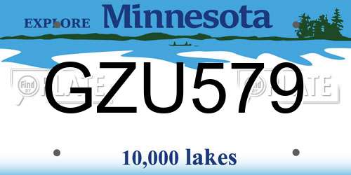 GZU579 Minnesota License Plate