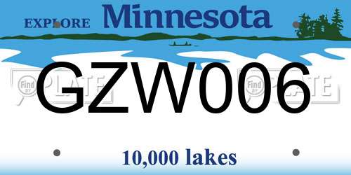 GZW006 Minnesota License Plate