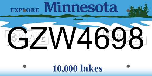 GZW4698 Minnesota License Plate