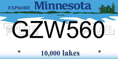 GZW560 Minnesota License Plate