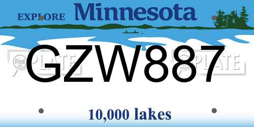 GZW887 Minnesota License Plate