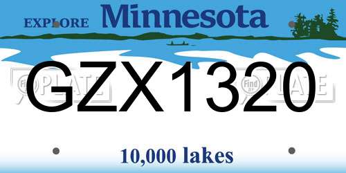 GZX1320 Minnesota License Plate