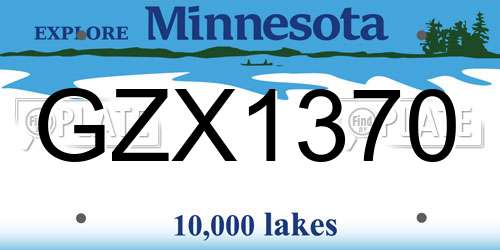 GZX1370 Minnesota License Plate