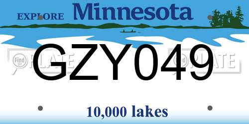 GZY049 Minnesota License Plate