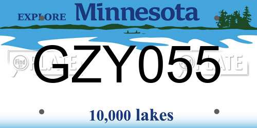 GZY055 Minnesota License Plate